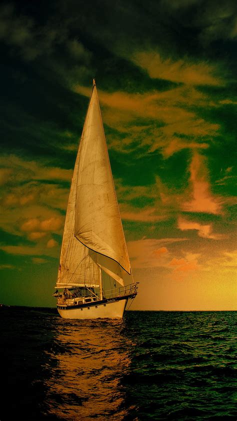 Sailing Boat Sea Sunrise Sunset Hd Phone Wallpaper Peakpx