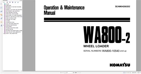 Komatsu Wa800 2 Wheel Loader Operation And Maintenance Manual Seam04280202