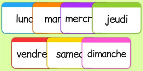 Les Jours De La Semaine Flashcards French French Days Week