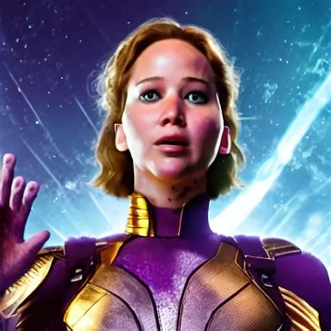 Jennifer Lawrence As Thanos Snapping His Fingers With Stable