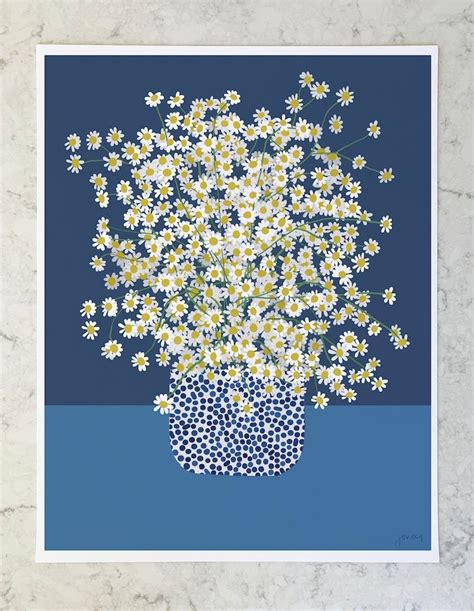Chamomile Flower Still Life Art Print Signed And Printed By Jorey