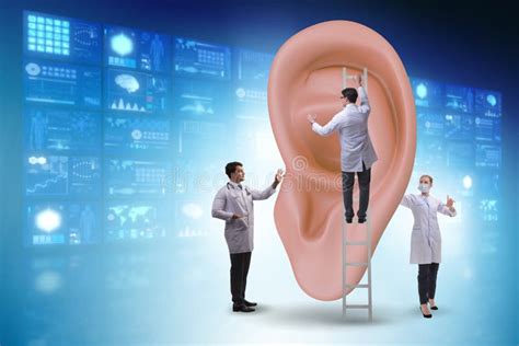Doctor Examining Giant Ear In Medical Concept Stock Image Image Of