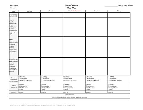 Editable Weekly Lesson Plan Template Addictionary