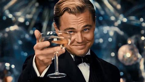 Create Meme DiCaprio Raises A Glass Meme With Leonardo DiCaprio The Great Gatsby Leonardo
