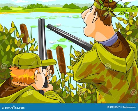 Hunters Aiming The Hunt Stock Illustration Illustration Of Shotgun