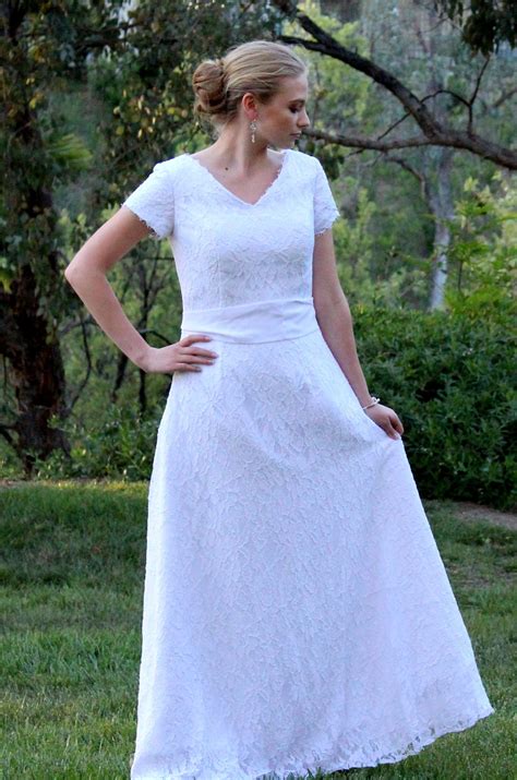 Kimberly White Lace Modest Wedding Dress With Sleeves Modest Wedding