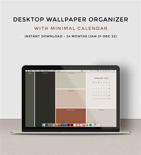 Free Download Desktop Wallpaper Organizer With 2022 Calendar Minimalist