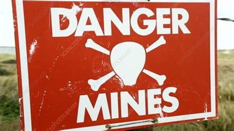 Mine Warning Sign Stock Video Clip K0048076 Science Photo Library