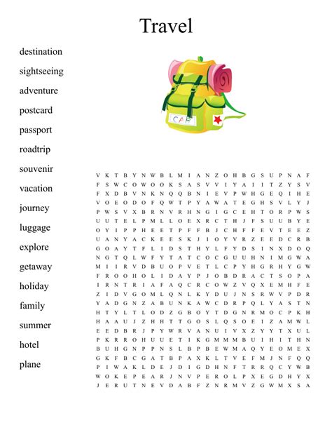 Summer Vacation Wordsearch With Key Summer Vocabulary