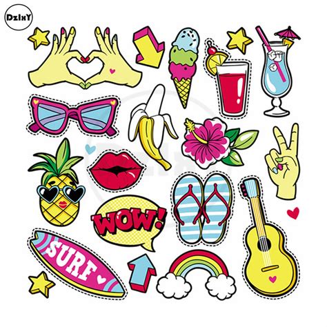 Summer Style Thermo Stickers For Clothes Iron On Heat Transfers Patches