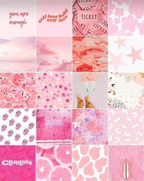 Ready To Print Light Pink Aesthetic Wall Collage Kit Pack Of Etsy In