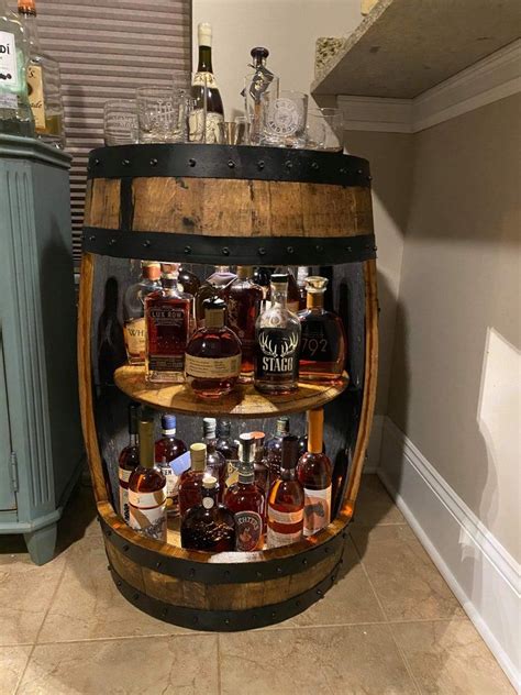 Bourbon Barrel Display Cabinet Etsy Bourbon Barrel Decor Diy Whiskey