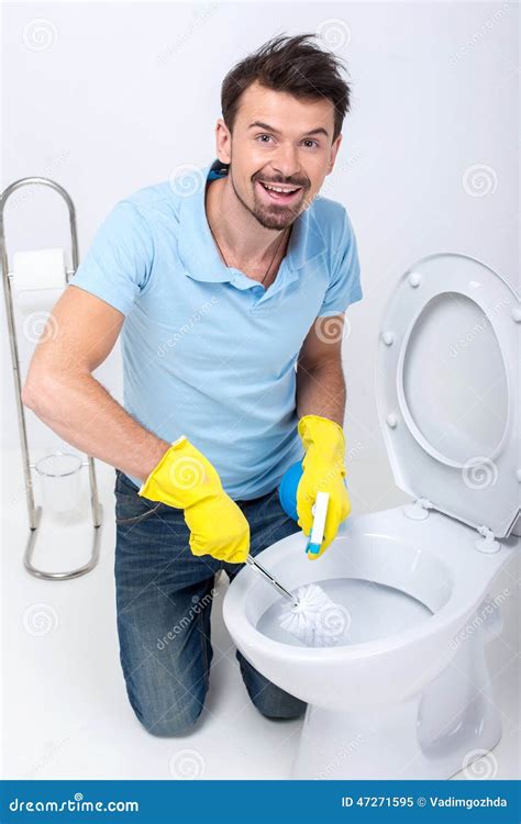 Toilet Stock Image Image Of Caucasian Cleaning Person 47271595