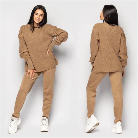 Knitted Wool Lounge 2pc Set Womens Wool Pants Suit Warm Etsy