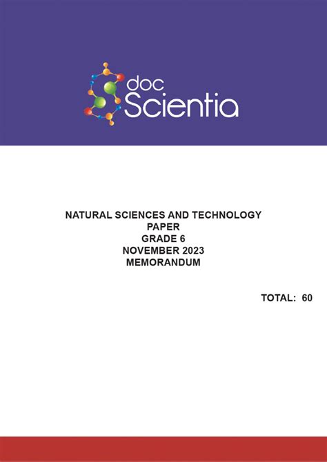 Gr 6 Natural Sciences And Technology Paper November 2023 Memo