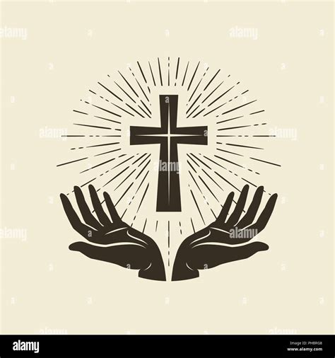 Christianity Symbol Of Jesus Christ Cross Worship Logo Vintage