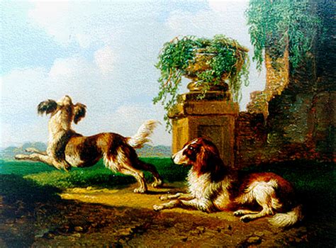 Albertus Verhoesen Paintings Prev For Sale Two Dogs In A Classical