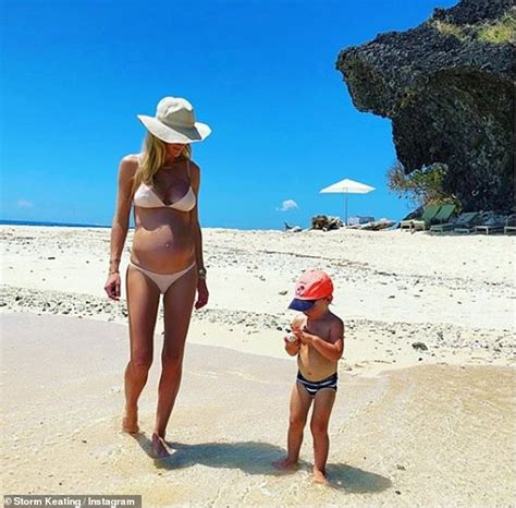 Ronan Keating S Wife Storm Shows Off Her Baby Bump In A Cream Bikini