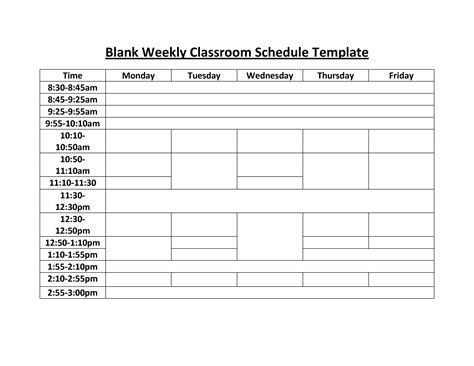 7 Best Images Of Blank Daily School Schedule Template Printable Free