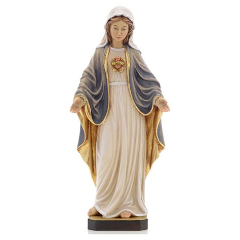 Holy Heart Of Mary Wooden Statue Painted Online Sales On Uk
