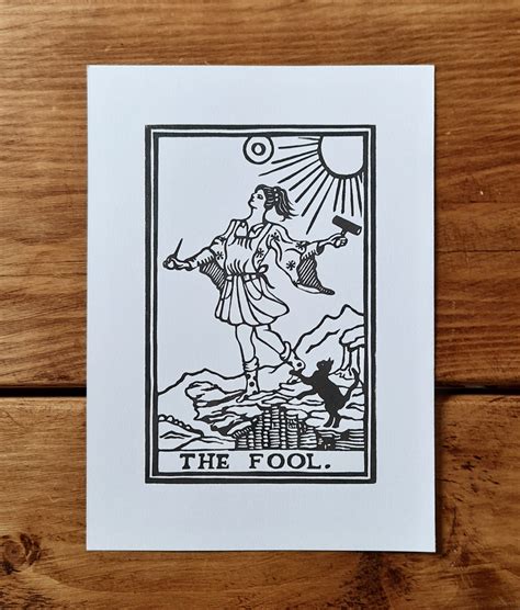 The Fool Tarot Linocut Print Original Linoprint Printmaker Etsy