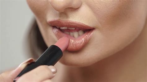 Close Up Of Woman Applying Lipstick Stock Video Footage 0033 Sbv