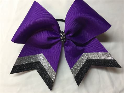 Purple Silver And Black Cheer Bow By Brendascheerbows On Etsy Cheer