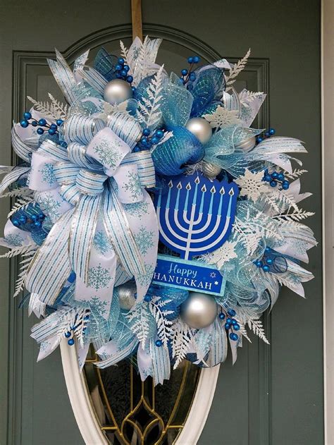 Blue and Silver Wreath / Hanukkah Wreath / Large Hanukkah | Etsy | Silver wreath, Hanukkah ...