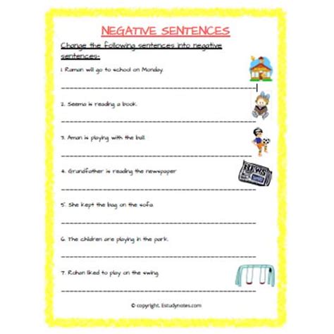 English Negative Sentences Worksheet 3 Grade 2 Estudynotes