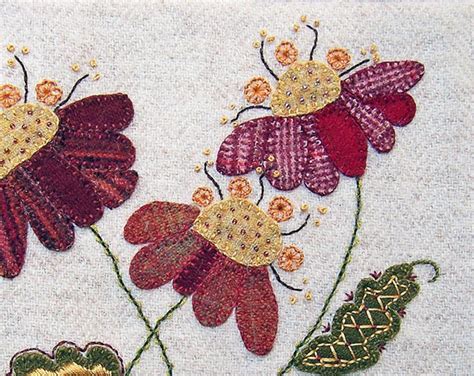 Kit Jacobean Flower Wool Applique Hand Embroidery Kit Jac 013