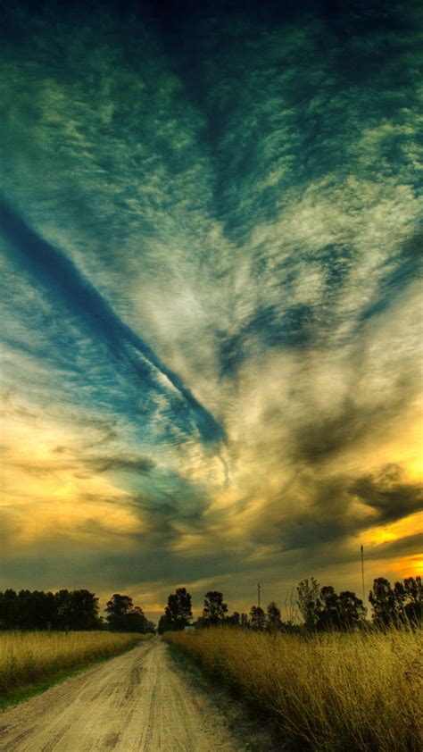 Download 720x1280 Wallpaper Sky Sunset Beautiful Scenery Road