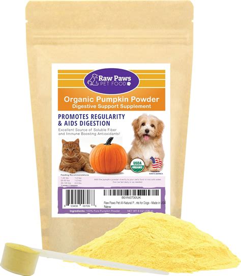 Raw Paws Pet Organic Pure Pumpkin For Dogs And Cats Powder 8 Oz Fiber
