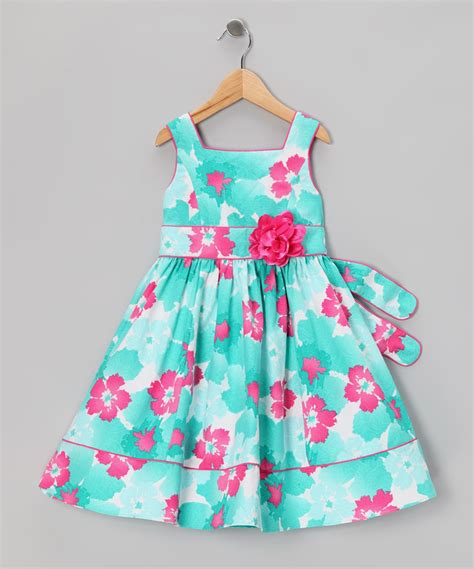 Sweet Heart Rose Blue And Pink Floral Dress Girls Plus Baby Girl