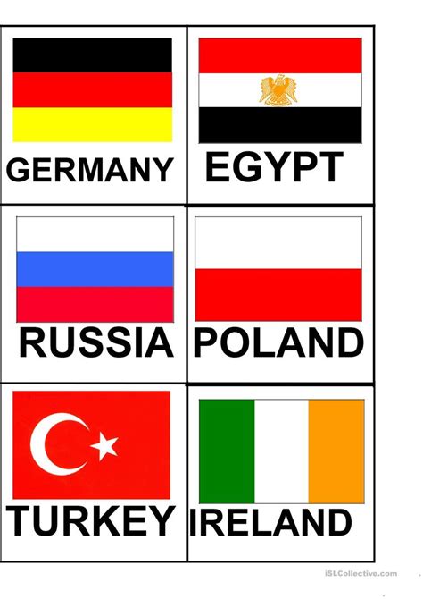 Flags and capitals of the world lets you learn about the world through its region's flags. Flags and Countries Flashcards worksheet - Free ESL printable worksheets made by teachers