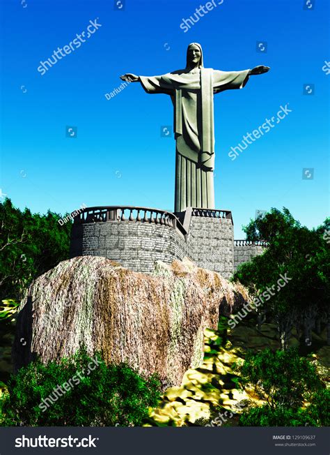 Famous Statue Christ Redeemer Rio De Stock Illustration