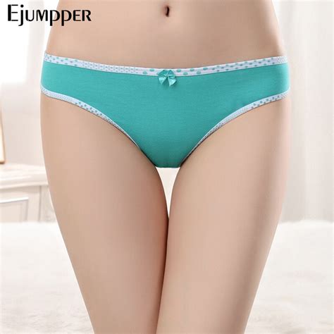 Ejumpper Pack 5 Pcs Woman Underwear Cotton Sexy Panties Thongs G Strings Cute Dots Low Rise
