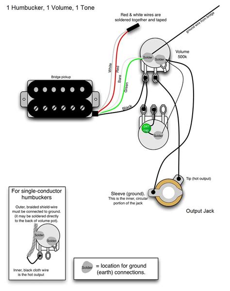 I like to keep the neck pickup at a lower volume for cleaner sound. How to Wire 1 Humbucker 1 Volume 1 tone Awesome | Wiring Diagram Image