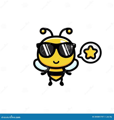 Cute Bee Wearing Cool Sunglasses Stock Vector Illustration Of