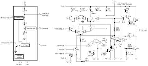 Ne555 Timer Chip Block Diagram And Schematic From The Philips