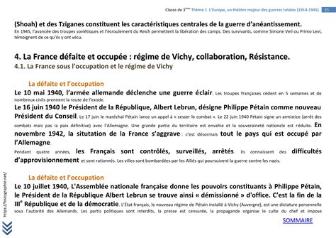 Thème 1 4 La France Défaite Et Occupée Régime De Vichy