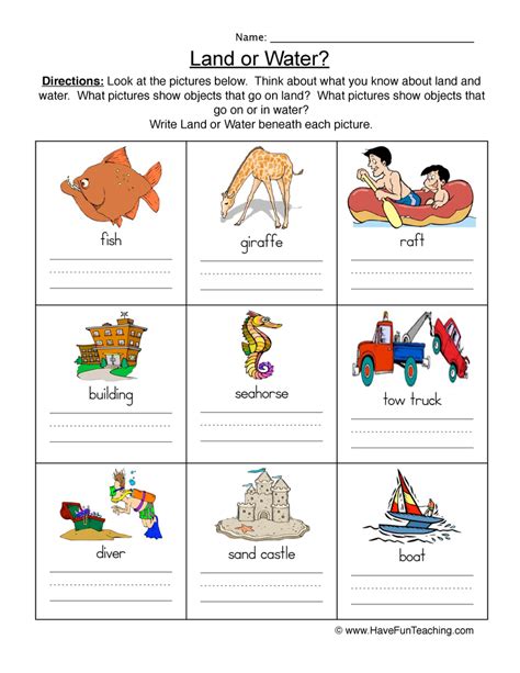 Land And Water Worksheet By Teach Simple