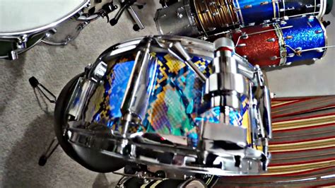 Wrapping A Snare Drum Snakeskin Hologram Vinly Fabric Custom Drum