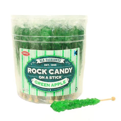 Extra Large Rock Candy Sticks 48 Green Apple Lollipops