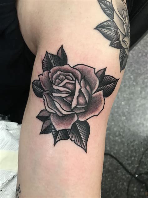 Black And Grey Traditional Rose Tattoo Traditional Rose Tattoos