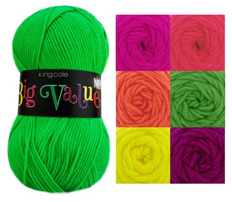 King Cole Big Value Neon Double Knitting Yarn 100 Acrylic Dk Wool 100g