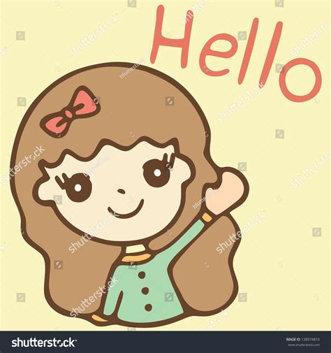 Cartoon Cute Girl Saying Hello Vector Stock Vector 138974810 Shutterstock