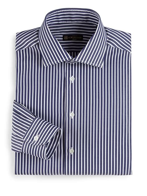 Lyst Corneliani Wide Striped Dress Shirt In Blue For Men