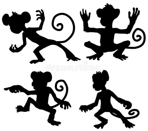 Monkey Moves Silhouette Cartoon Vektor Illustrationer Illustration Av