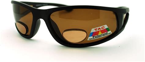 Mens Wrap Around Sport Sunglasses Polarized And Bifocal Reading Lens Black Brown Lens Black 1 5