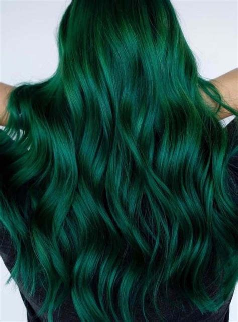 Stunning Green Hair Colors For Long Hairstyles In 2018 Dark Green